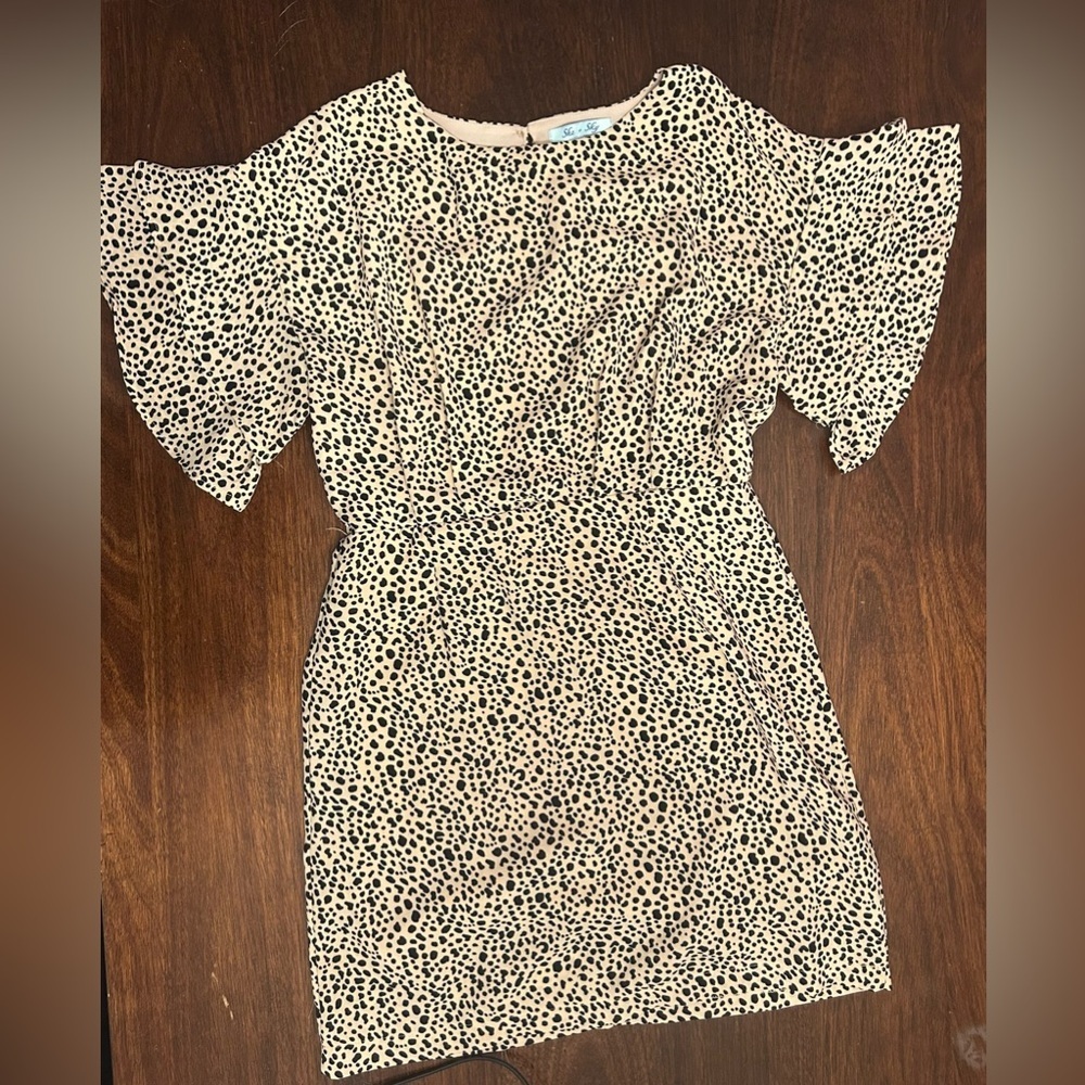 She + Sky Beige and Black Animal Print Dress